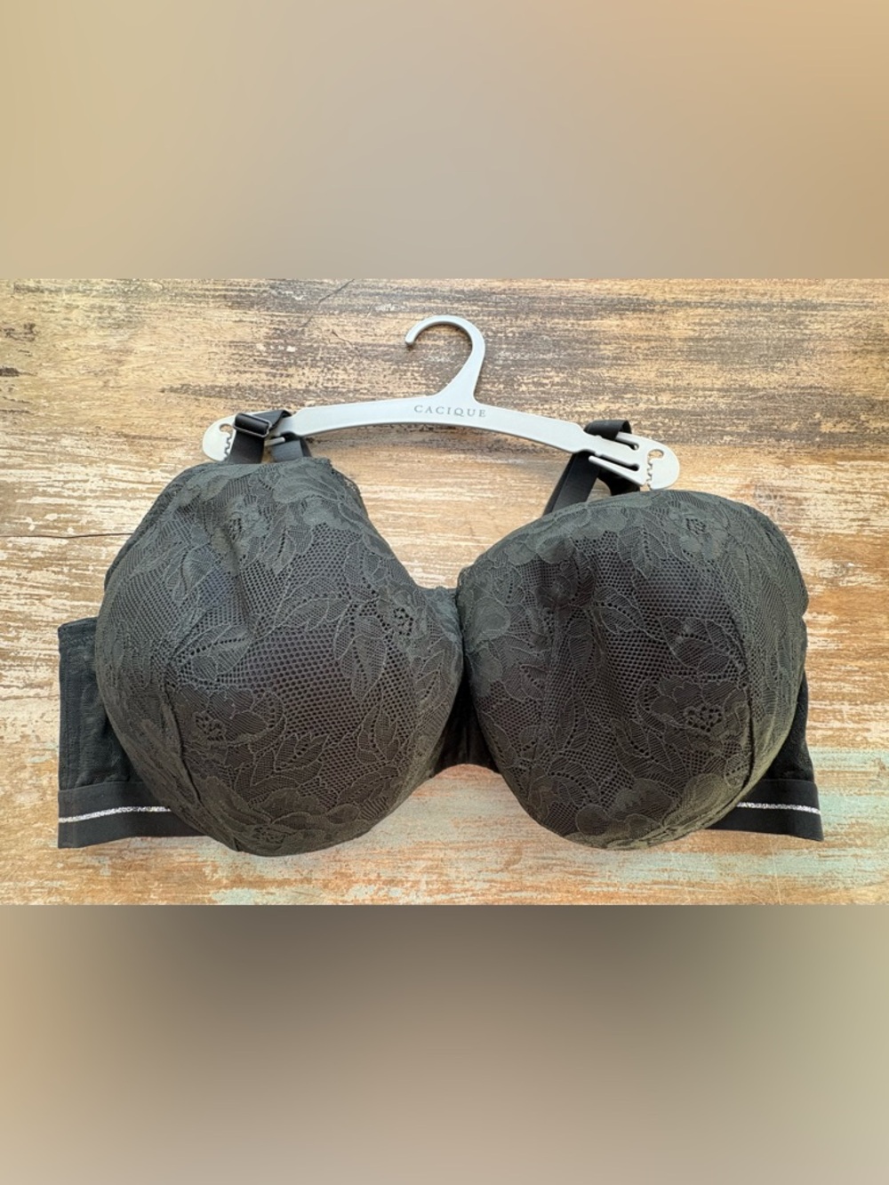 Cacique Black Lace Full Coverage Bra NWT